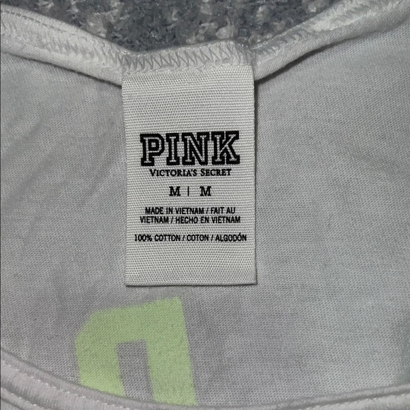 PINK Victoria's Secret White Tank with Neon Green Print - Picture 4 of 4